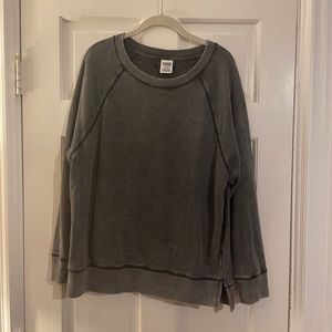 Victoria’s Secret pink grey distressed crew neck